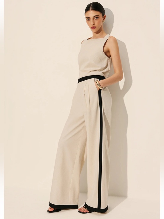 Commense Pants - Commense Linen & Cotton Zipper Contrast Binding Pants Set Size XL NWT